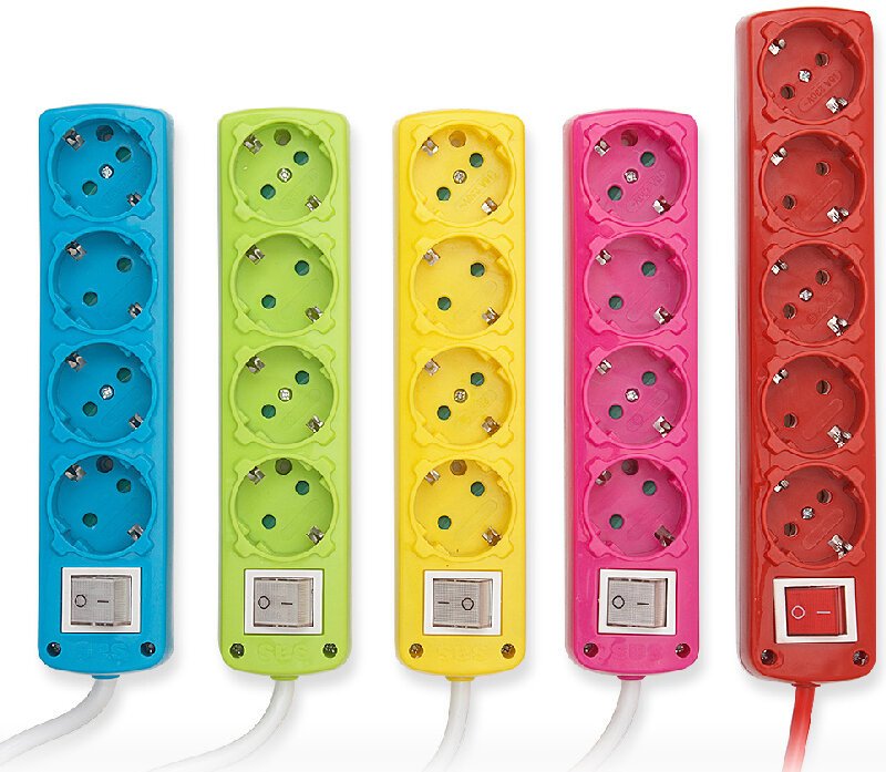 MULTI SOCKET WITH CABLE AND SWITCH (COLOR)